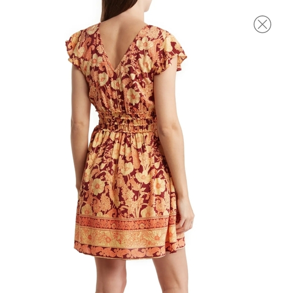 Nostalgia Womens Mixed Floral Boho Dress Sz L Mini Beachy Vacation - Picture 2 of 13